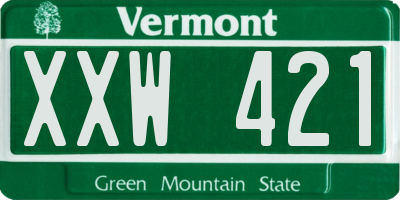 VT license plate XXW421