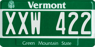 VT license plate XXW422