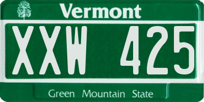 VT license plate XXW425