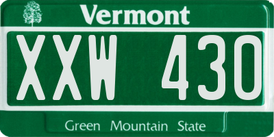 VT license plate XXW430