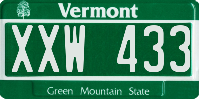 VT license plate XXW433