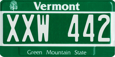 VT license plate XXW442