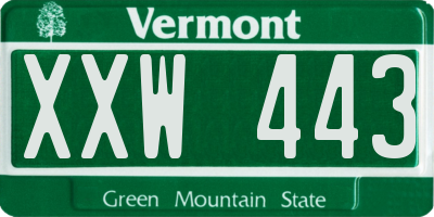 VT license plate XXW443