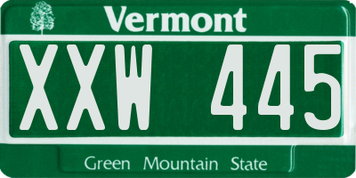 VT license plate XXW445