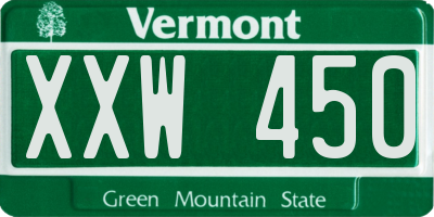 VT license plate XXW450