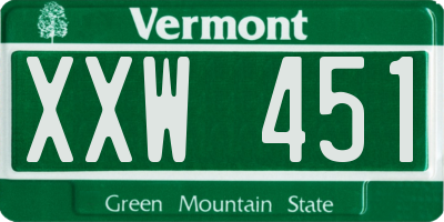 VT license plate XXW451