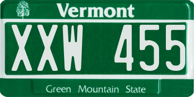 VT license plate XXW455