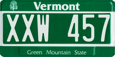 VT license plate XXW457