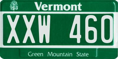 VT license plate XXW460