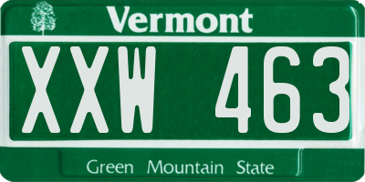 VT license plate XXW463