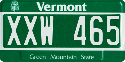 VT license plate XXW465