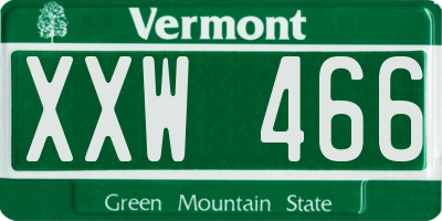 VT license plate XXW466