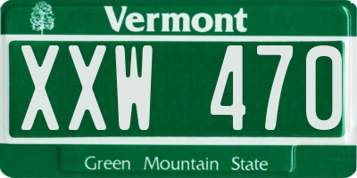 VT license plate XXW470