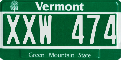 VT license plate XXW474