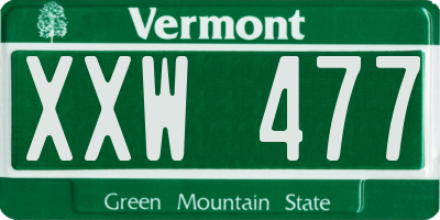 VT license plate XXW477