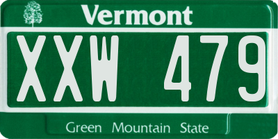 VT license plate XXW479