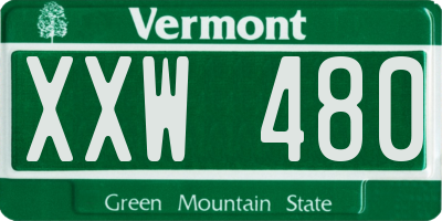 VT license plate XXW480