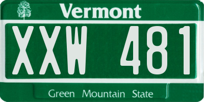VT license plate XXW481