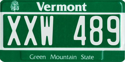 VT license plate XXW489