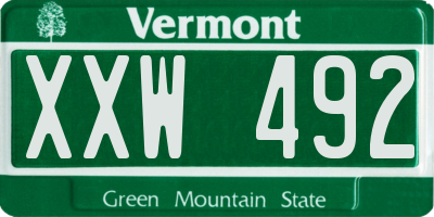 VT license plate XXW492