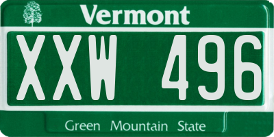 VT license plate XXW496