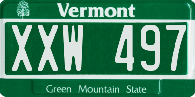 VT license plate XXW497
