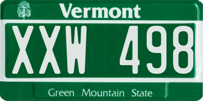VT license plate XXW498