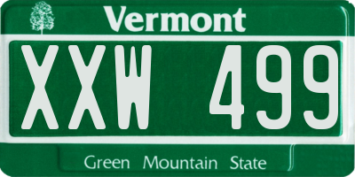 VT license plate XXW499