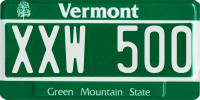 VT license plate XXW500