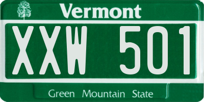 VT license plate XXW501