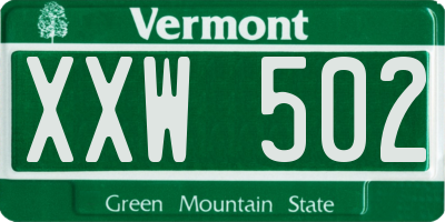 VT license plate XXW502