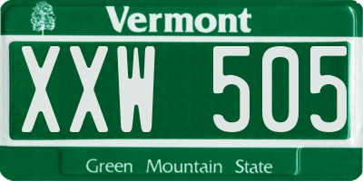 VT license plate XXW505
