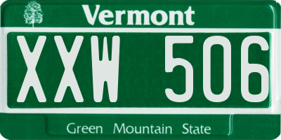 VT license plate XXW506