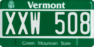 VT license plate XXW508