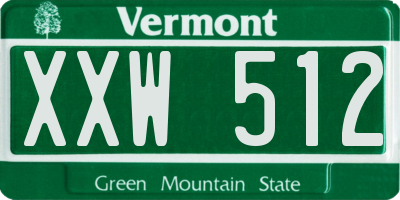 VT license plate XXW512