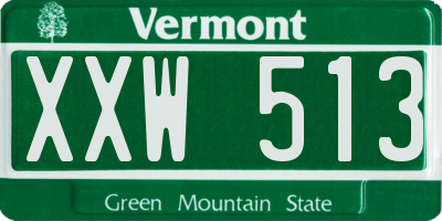 VT license plate XXW513