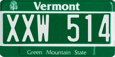 VT license plate XXW514