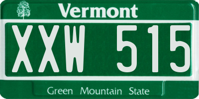 VT license plate XXW515