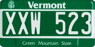 VT license plate XXW523