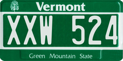 VT license plate XXW524
