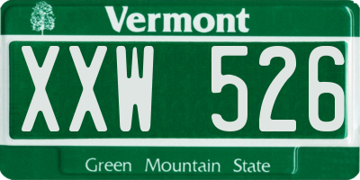 VT license plate XXW526