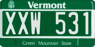 VT license plate XXW531