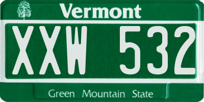 VT license plate XXW532