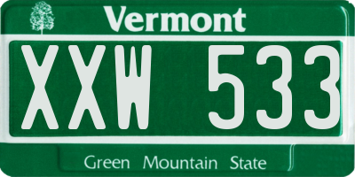 VT license plate XXW533