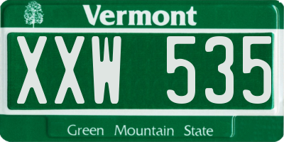 VT license plate XXW535
