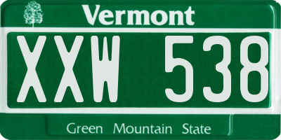 VT license plate XXW538