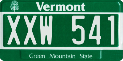 VT license plate XXW541