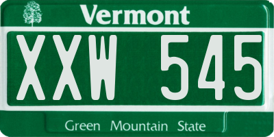 VT license plate XXW545