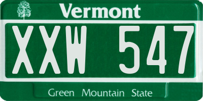 VT license plate XXW547