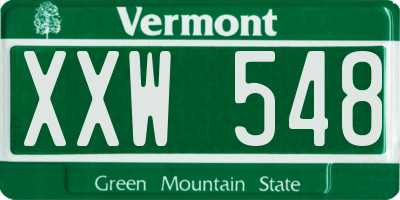 VT license plate XXW548